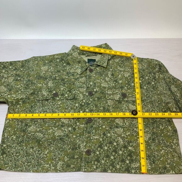 NEW Wild Fable Women's Casual Canvas Cropped Jacket Size L Green Floral - Picture 5 of 8